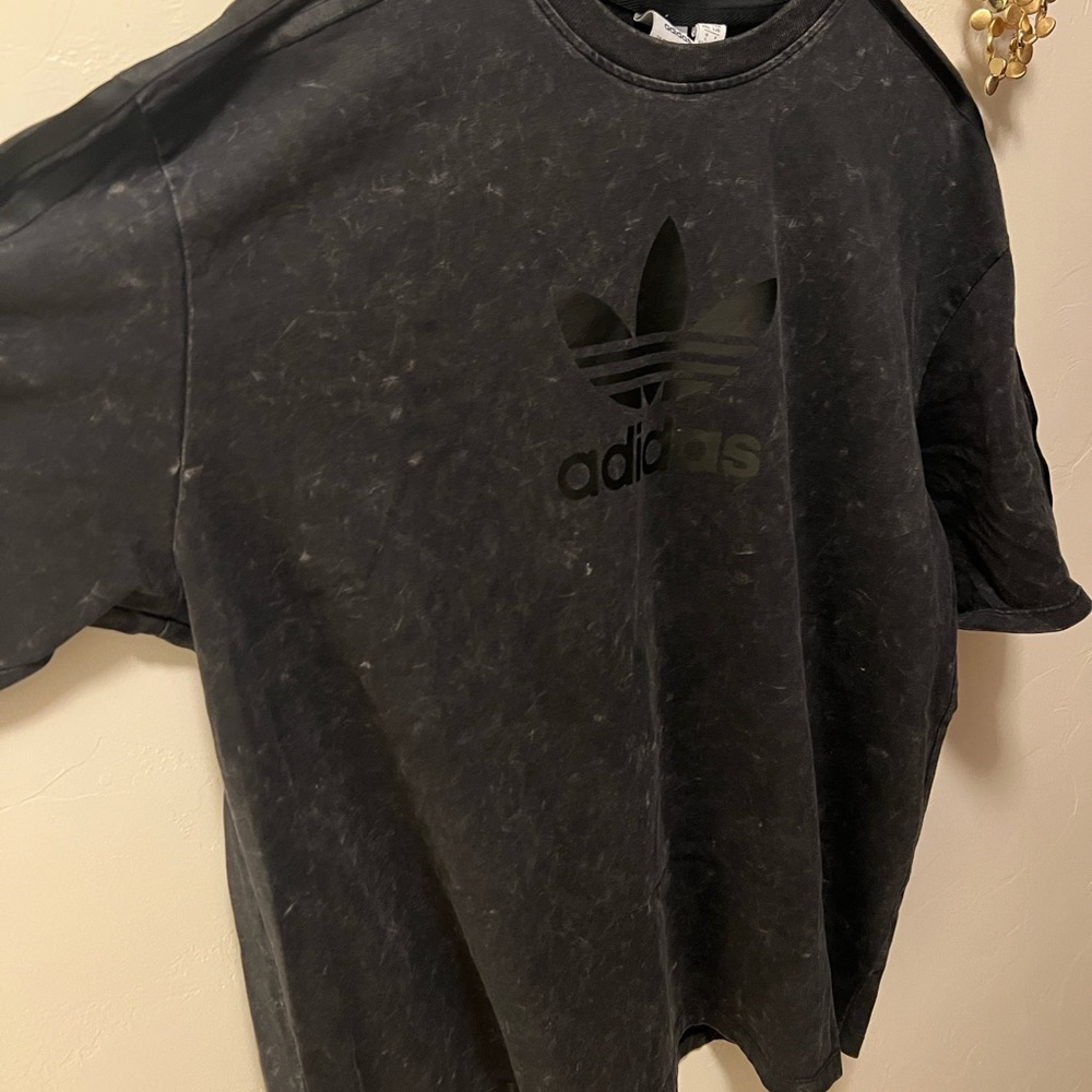 Black Men's Distressed Black Adidas T-Shirt